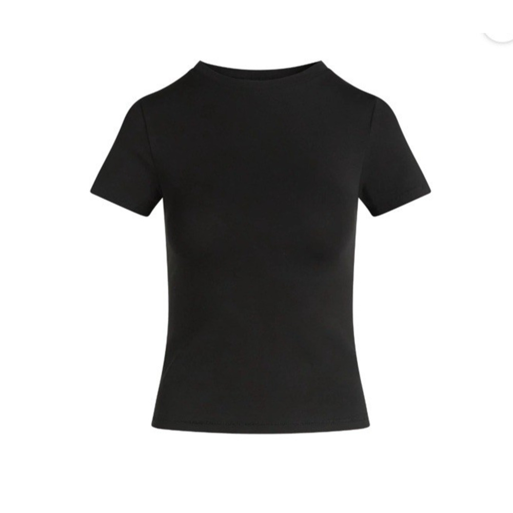 Scoop Stretch Cotton Blend Baby Tee Women's Medium (8-10) Black